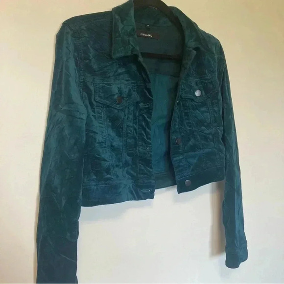 J Brand  Faye Shrunken jacket velvet crop emerald XS - Picture 7 of 7